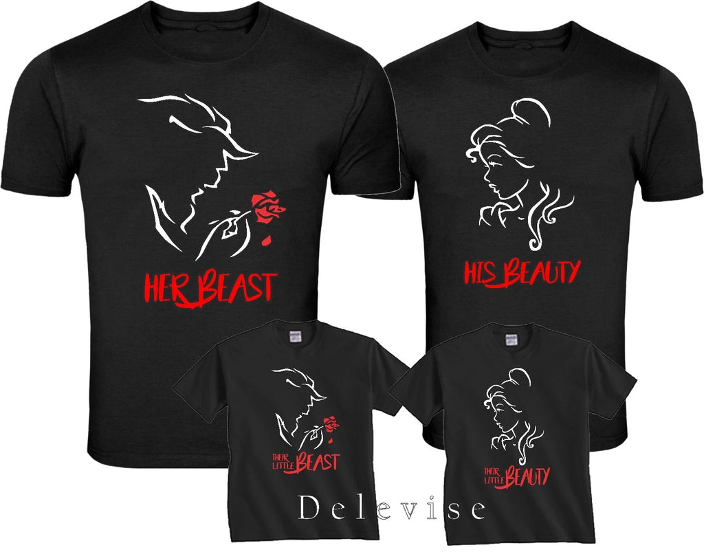 His Beauty and Her Beast Family matching funny cute T-Shirts