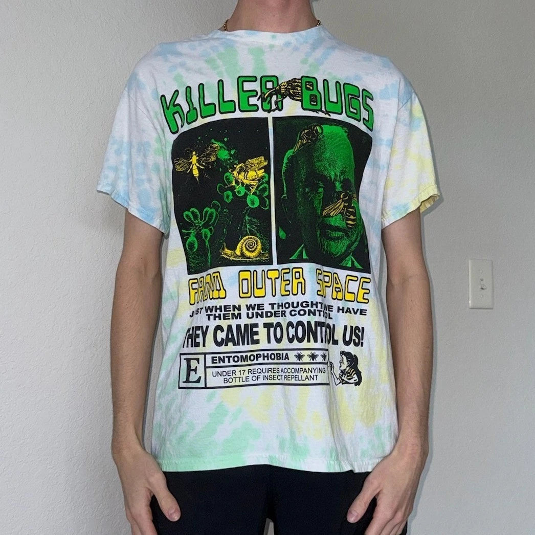 PacSun Killer Bugs From Outer Space Tie Dye Graphic Tee Sci-Fi Mens Size M
