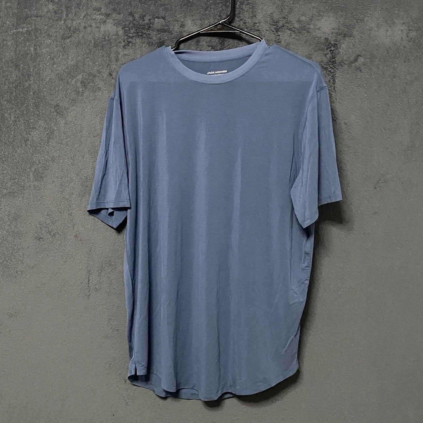 Jack Archer Anytime Tee Shirt Mens L Blue Short Sleeve Crew Neck Curved Hem Top