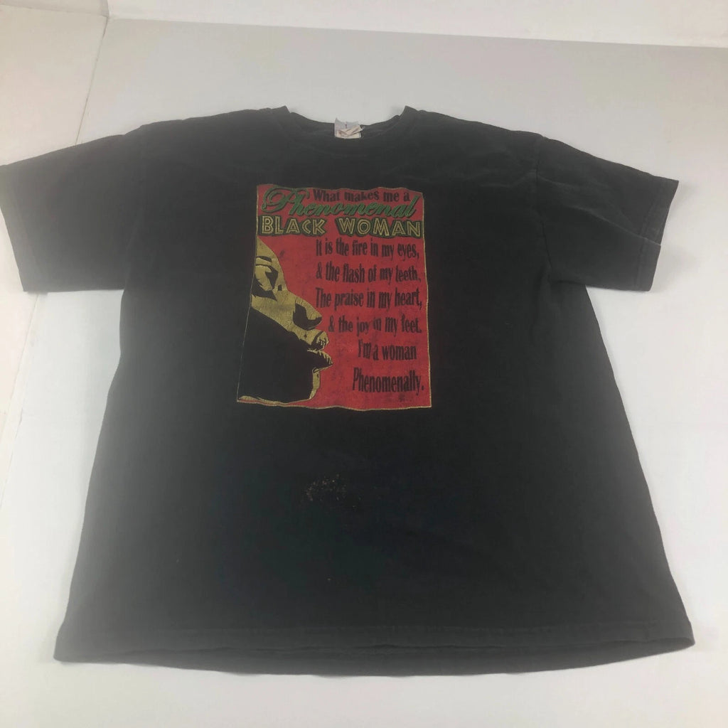 Y2K Phenomenal Black Women Shirt Adult Large Black Thrashed Short Sleeve Tee