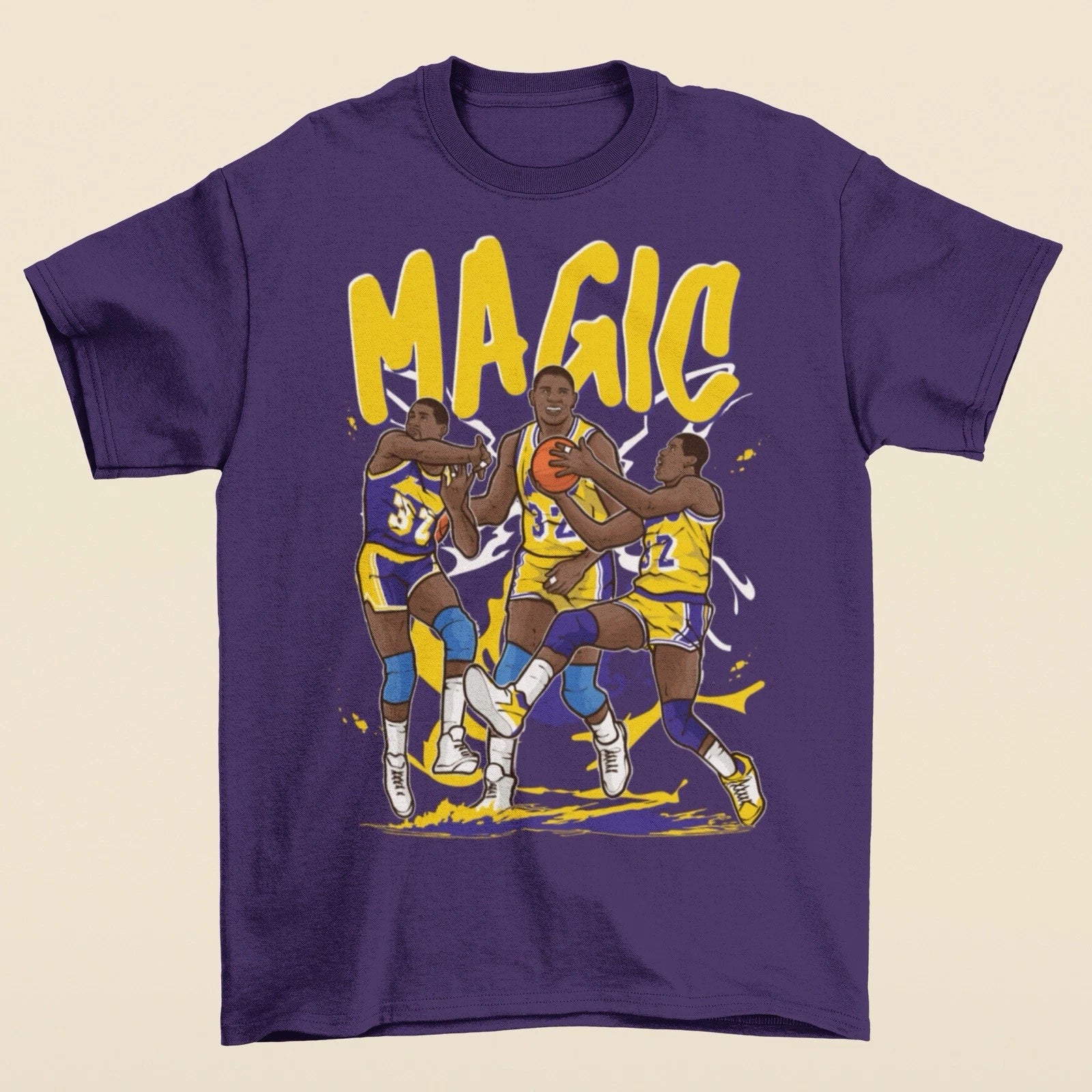 Magic Johnson Cartoon Style Los Angeles Basketball T-Shirt
