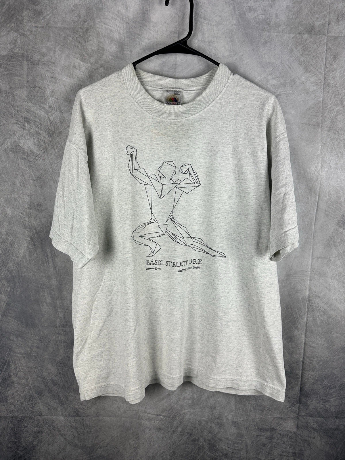 L Vtg 90s Basic Structure Bodybuilder Muscle Posing Gym Arnold T-Shirt