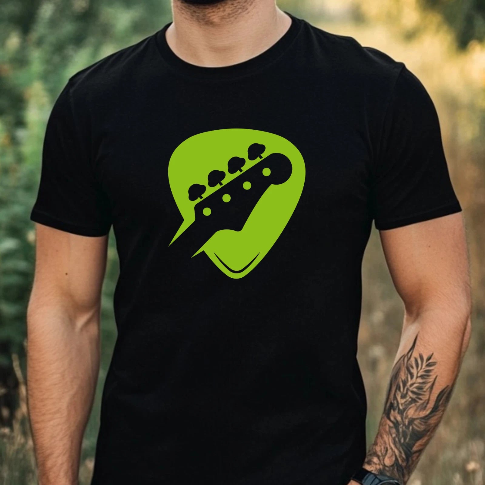 Mens Guitar Gift Pick Motif Cotton T-Shirt Size XS to 5XL