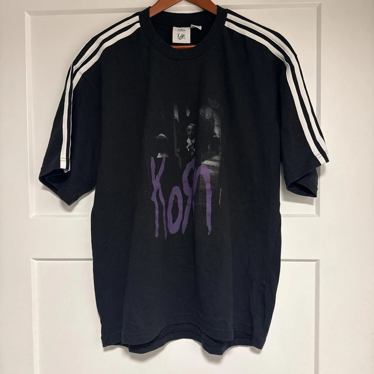 Korn x Adidas 2023 Graphic T-Shirt Black 3 Stripe Tee Men's Small Rare