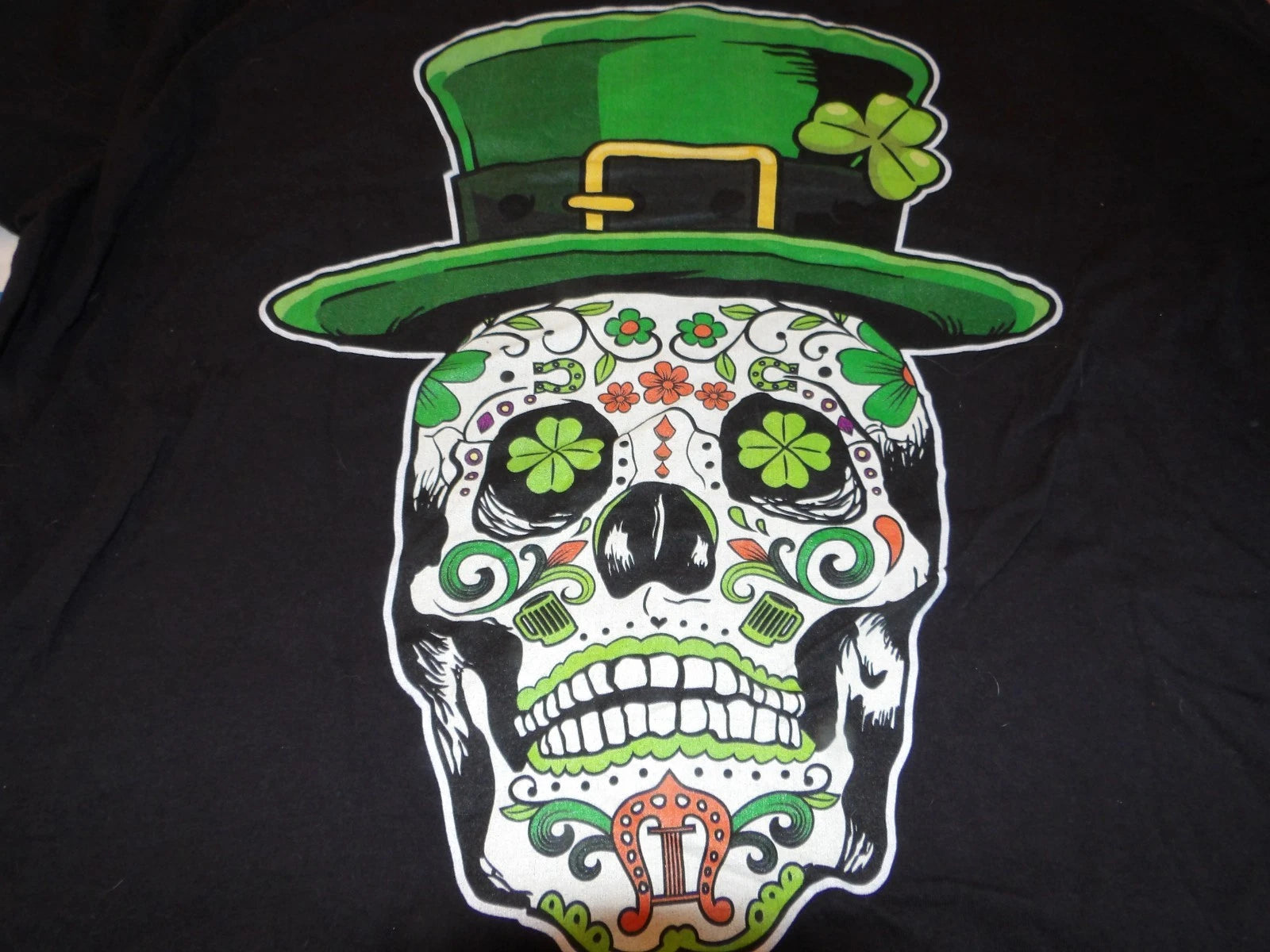 St. Patrick's Day SKULL T-shirt XL