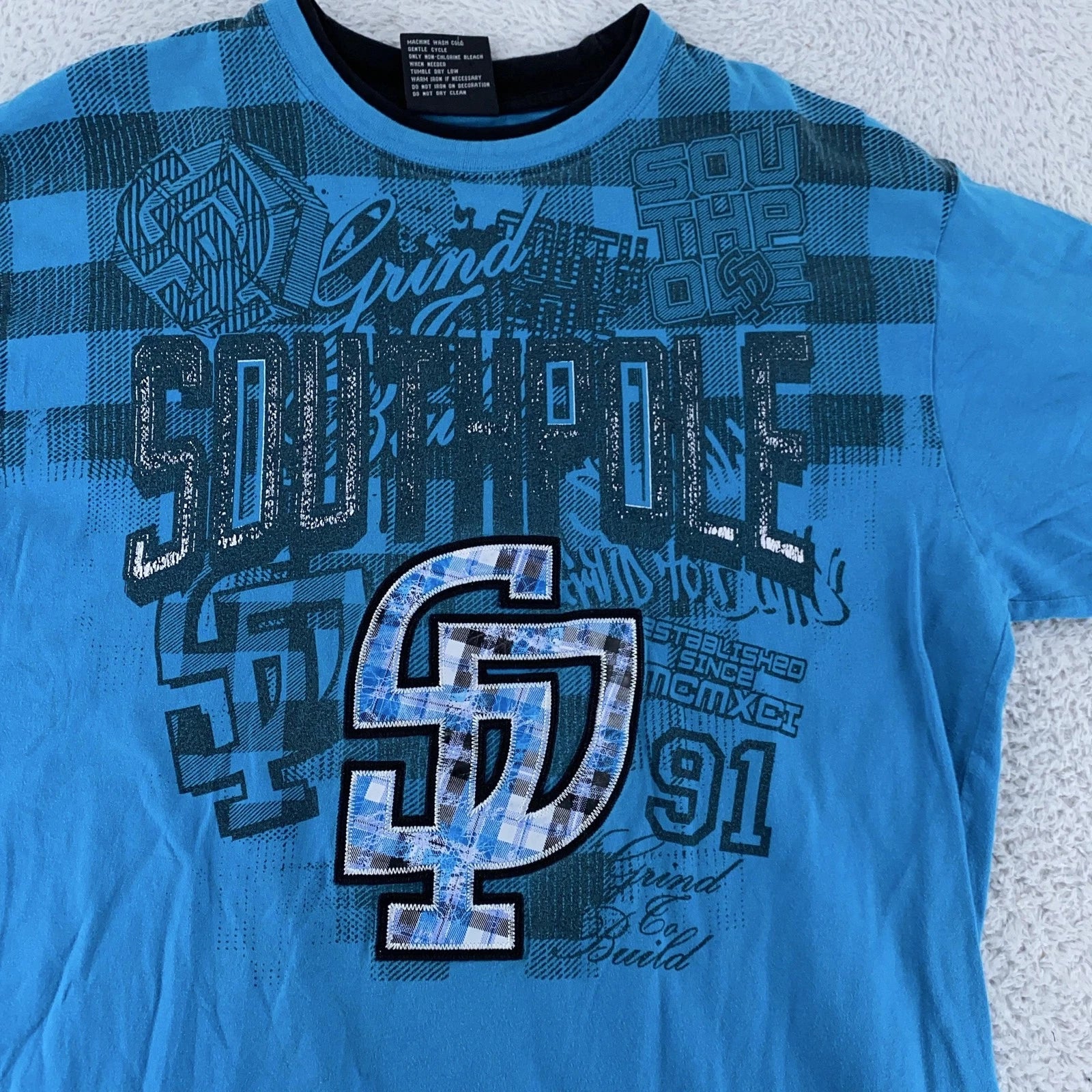Southpole Shirt Mens Large Blue Graphic Hip Hop Urban Streetwear Y2K Hip Hop