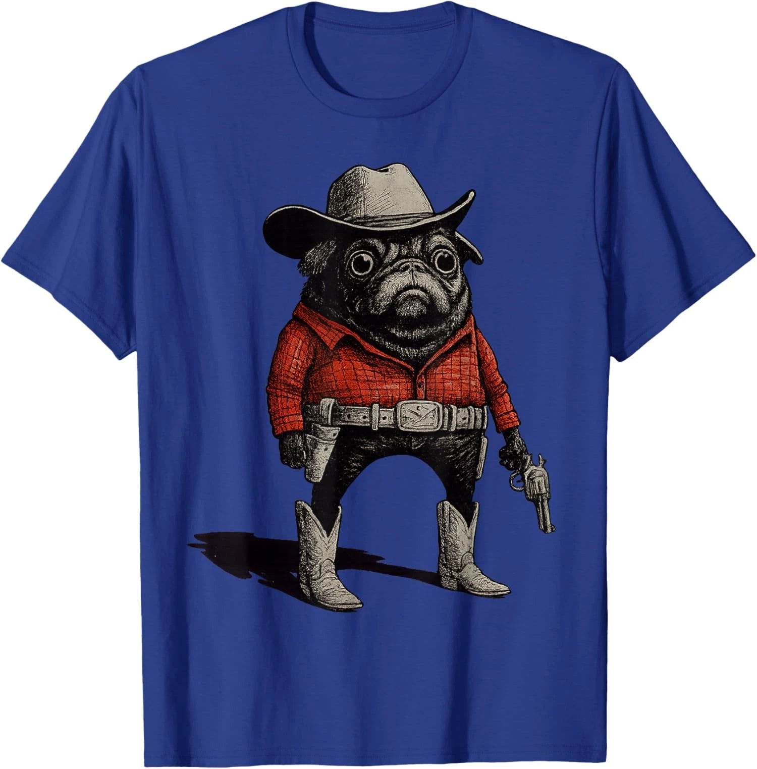 Cowboy Pug Dog Funny Western Red Pug Meme Unisex T-Shirt