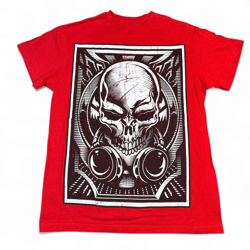 Vintage Y2K Skull T Shirt Adult Size Small Red Cyberpunk Grunge Graphic Tee