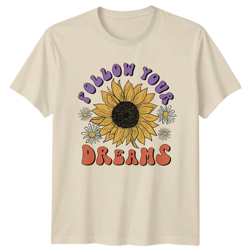 Follow Your Dreams Sunflower Boho Retro Vintage Style T-Shirt