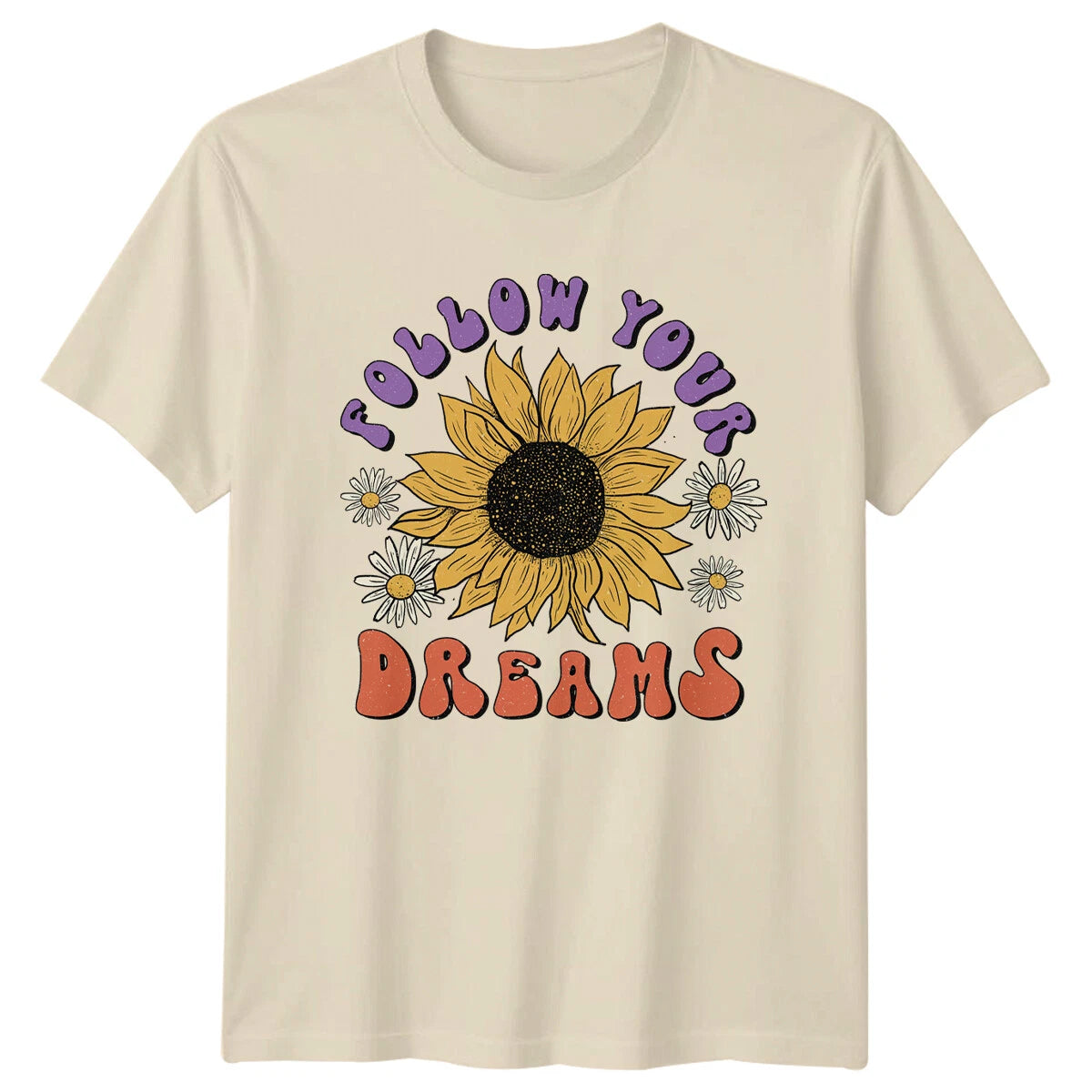 Follow Your Dreams Sunflower Boho Retro Vintage Style T-Shirt