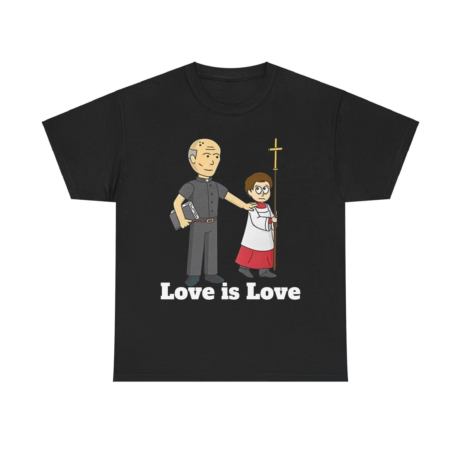 Funny Priest and Boy Shirt | Love Is Love Tee | Christian Meme T-Shirt