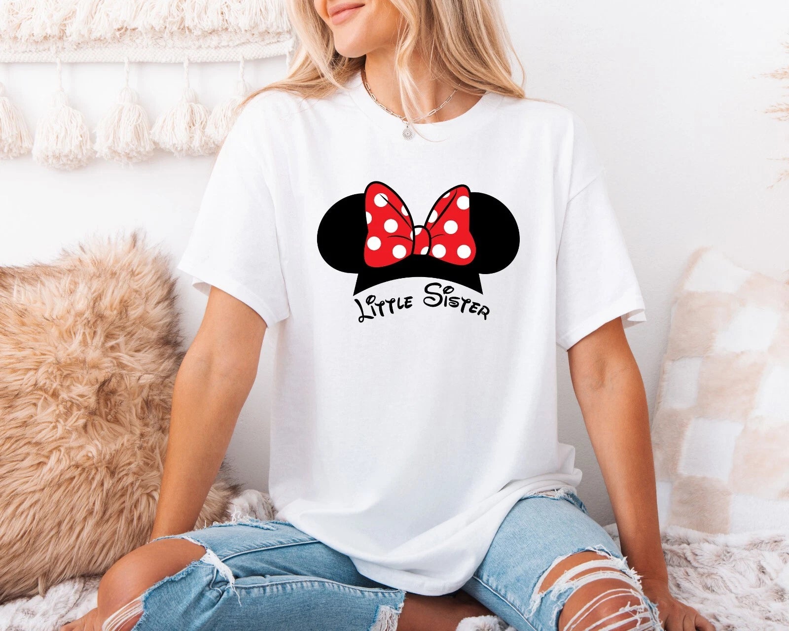 Little Sister Minnie & Little Brother Mickey Shirts, Cute Disney Sibling Tees