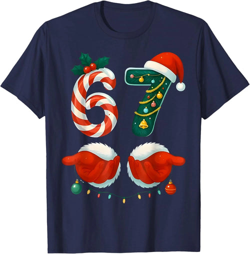 67 Meme Six Seven Christmas Design - Xmas Santa Hands Unisex T-Shirt