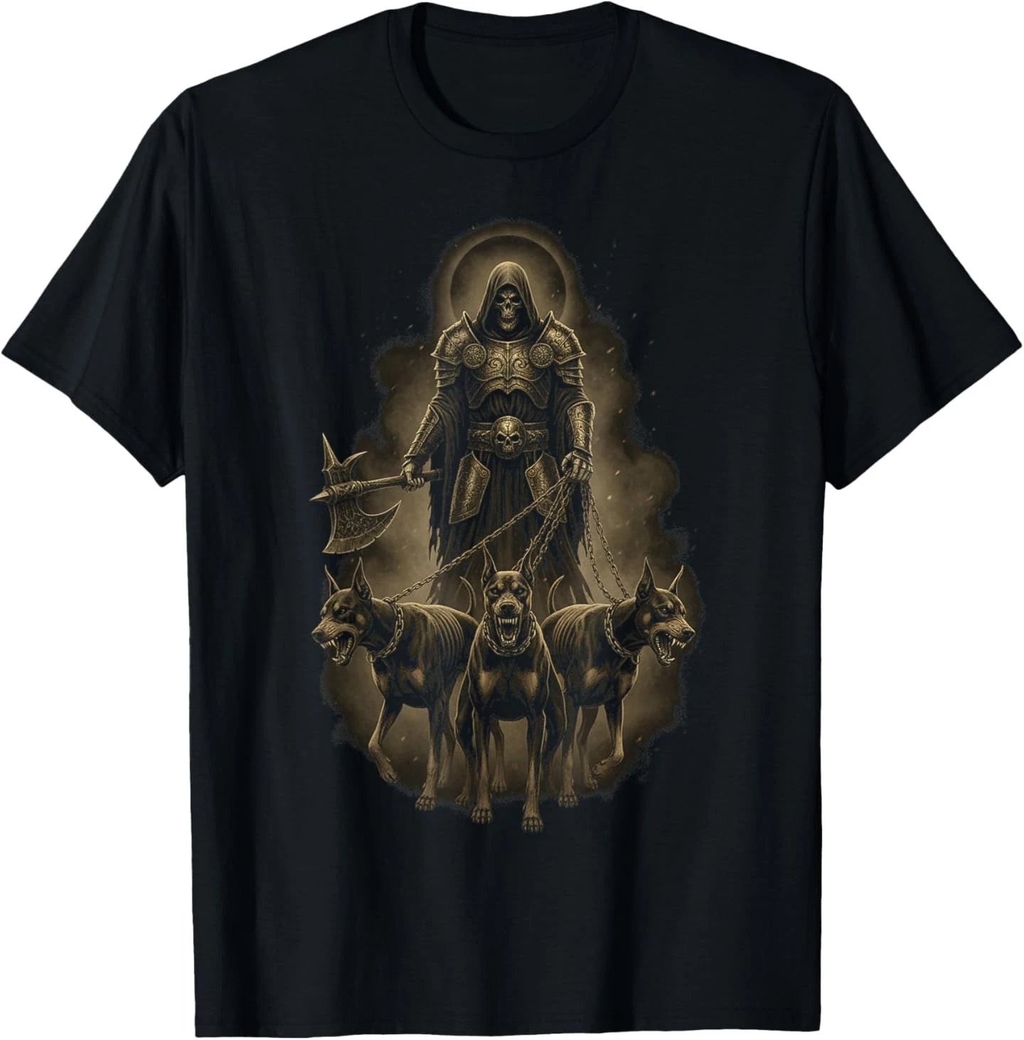 Dark Doberman Hellhound Grim Reaper Gothic Art T-Shirt