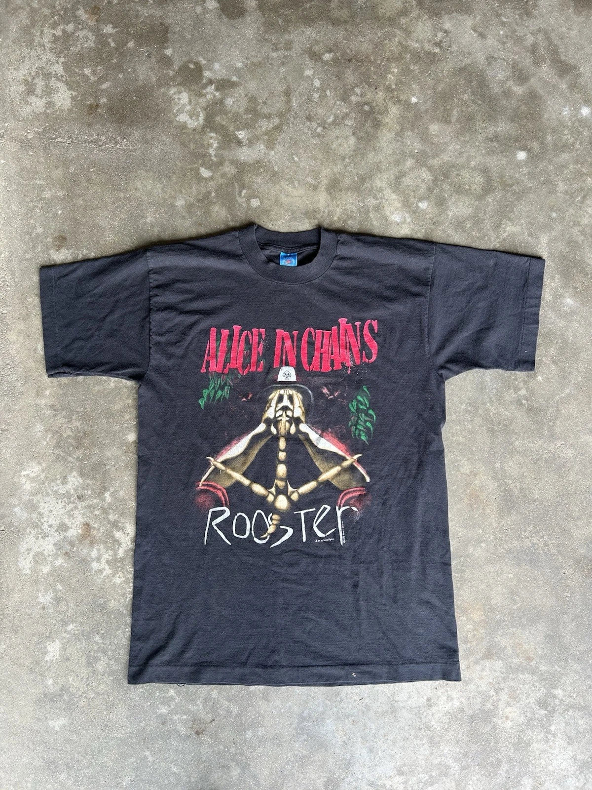 Vintage 1993 Alice In Chains Rooster Band Tshirt Size Large Single Stitch Rare