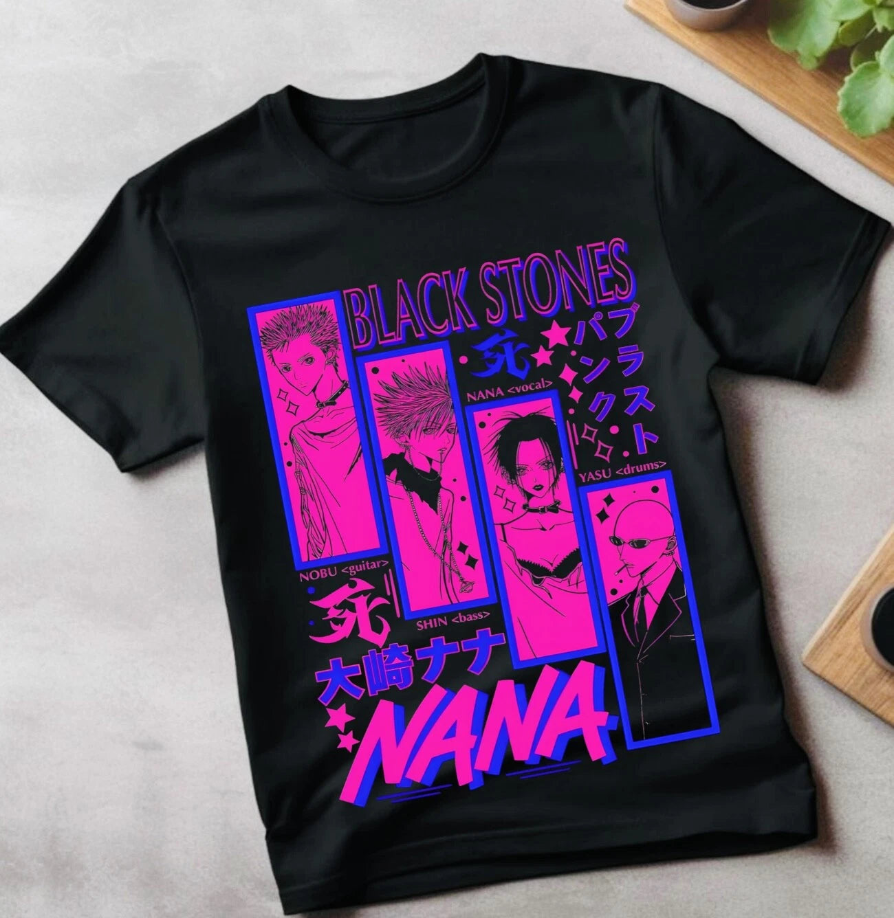 Nana Osaki T-Shirt Black Stones Girl Kawaii Manga Anime Graphic Shirt All Size