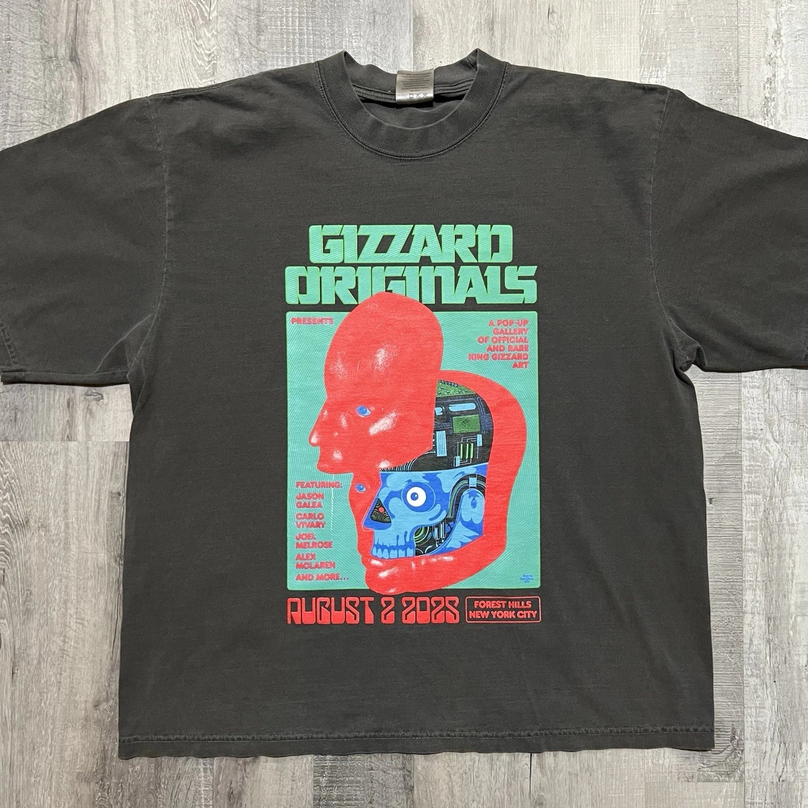 Gizzard Originals Pop Up Art T Shirt Carlo Vivary NYC New York Gray King Gizzard