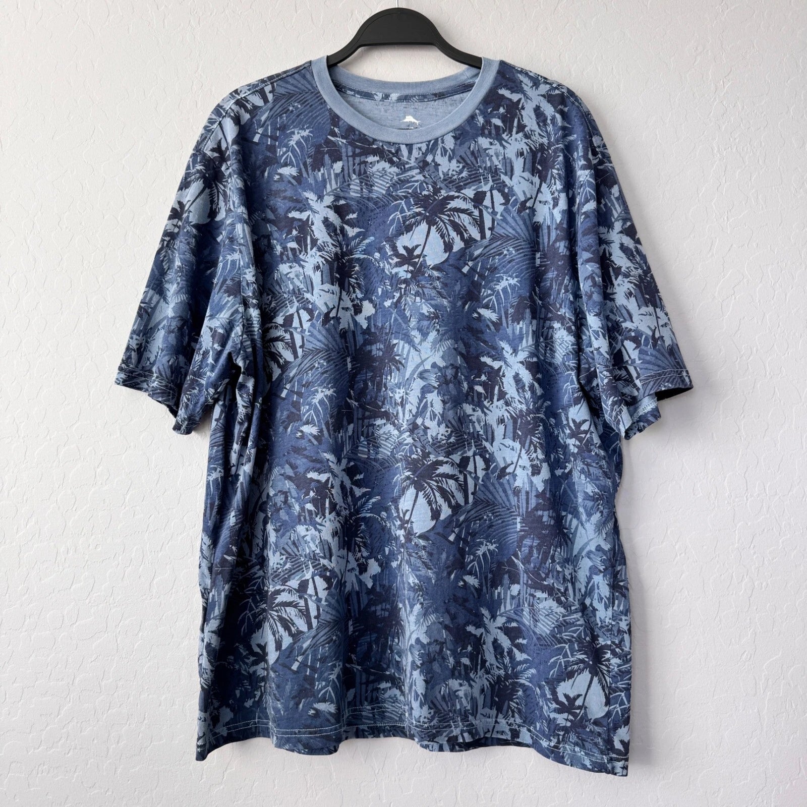 Tommy Bahama Palm Tree Print T-Shirt Organic Cotton Blue XL
