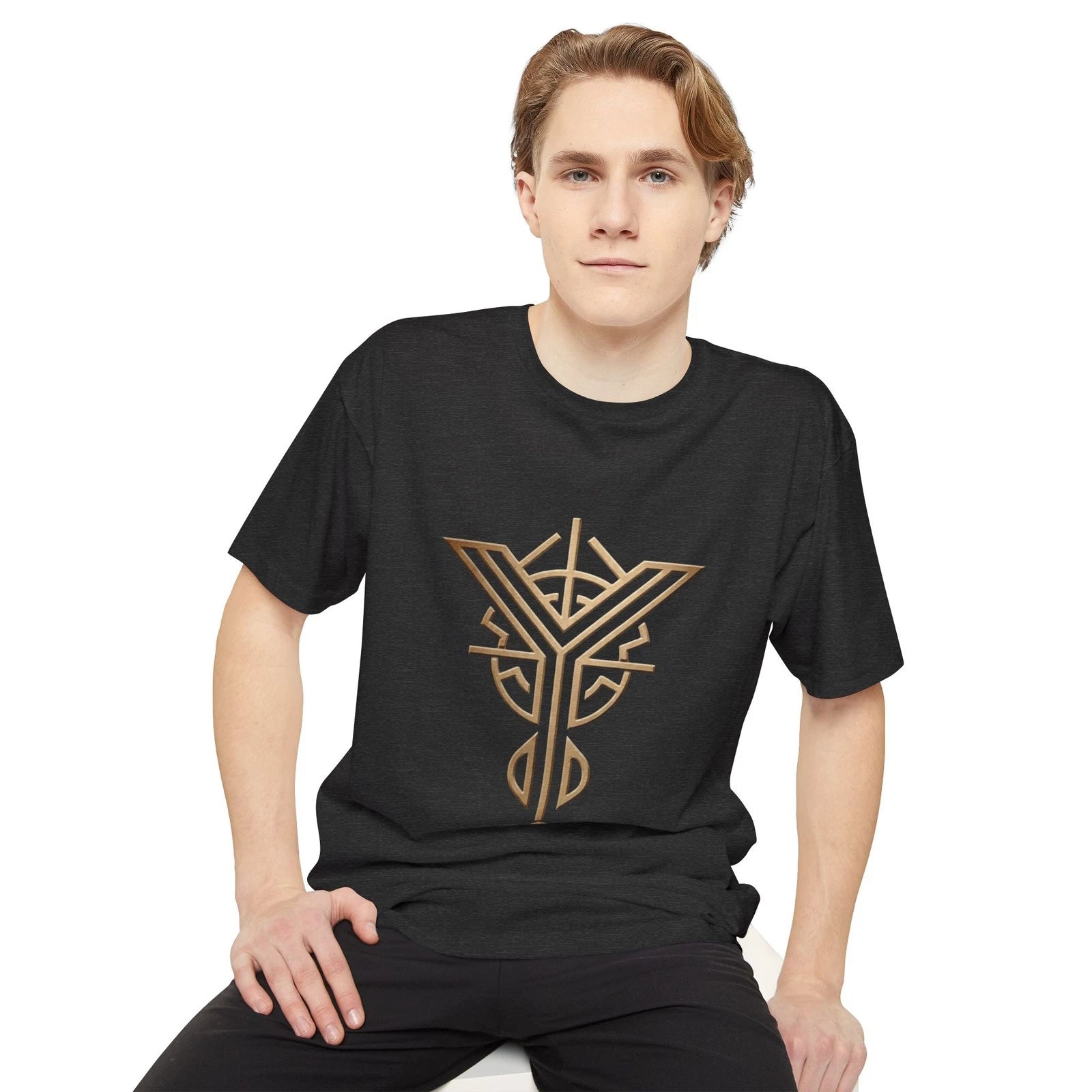 Geometric Rune Symbol Tee Minimal Line Art T-Shirt