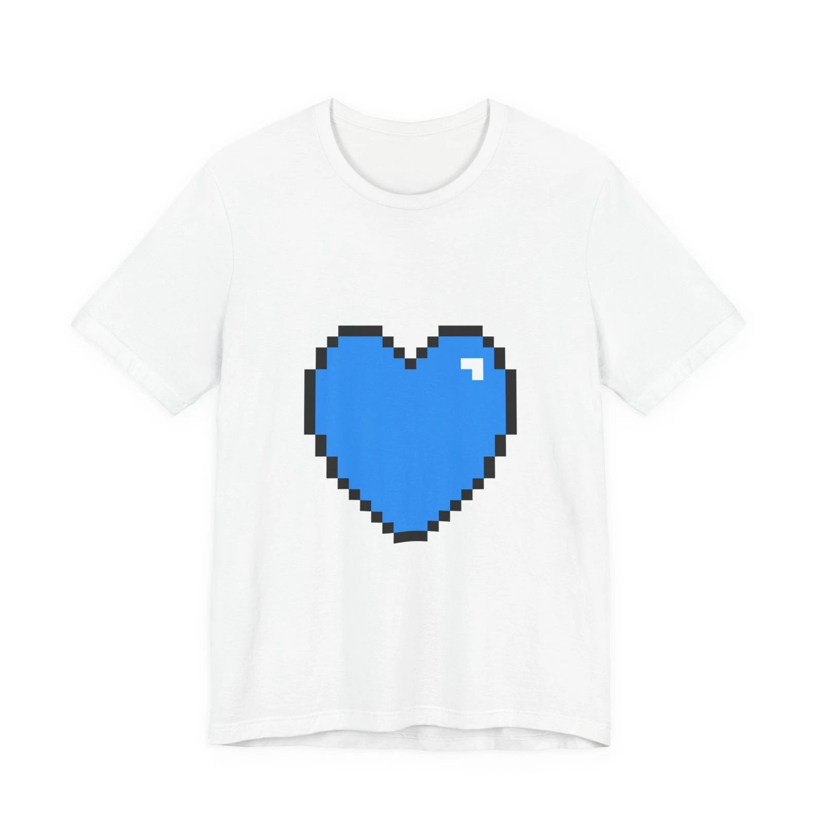 Unisex Jersey Short Sleeve Tee Cute Retro 8-Bit Pixel Art Gamer Blue Heart