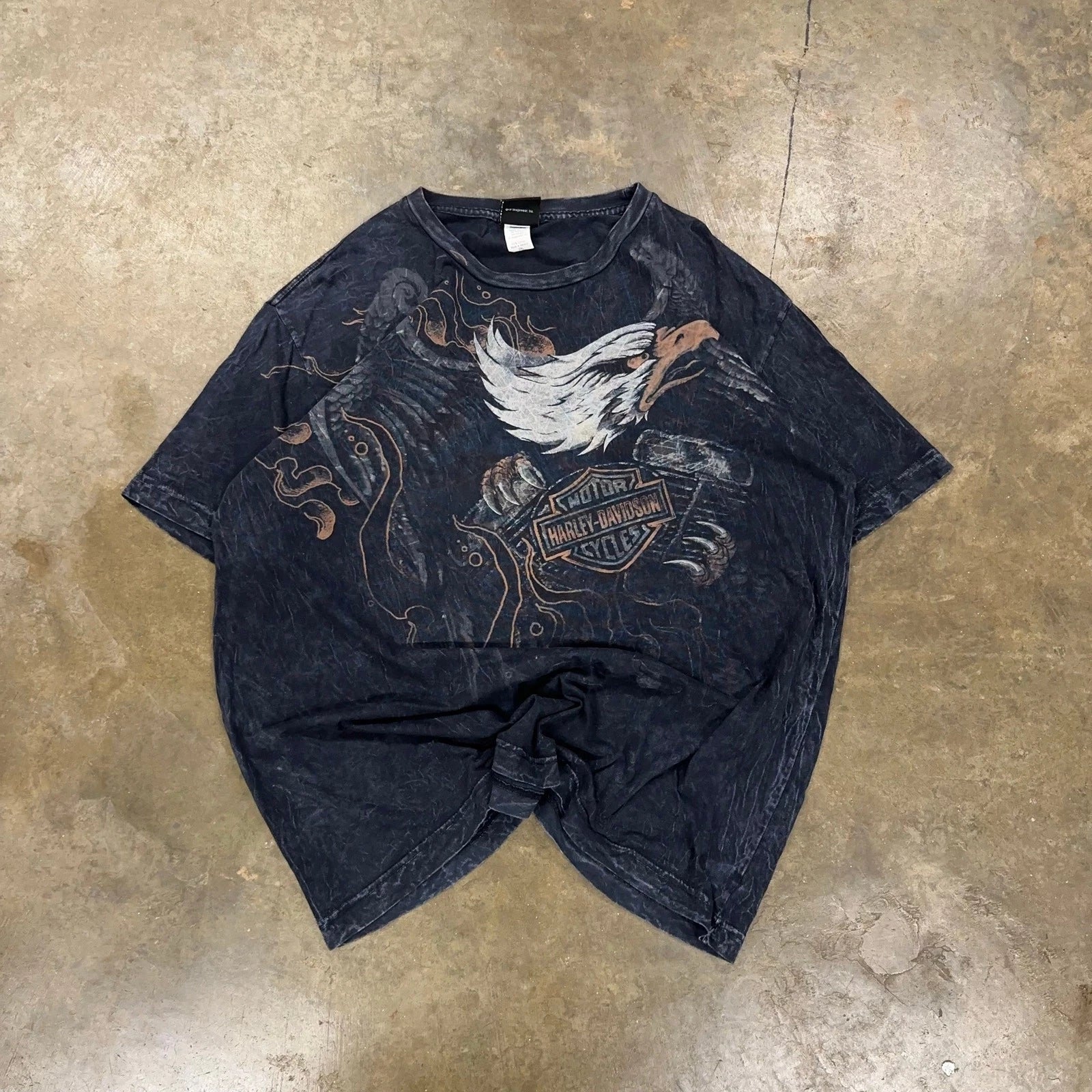 Y2K Harley Davidson Grunge Acid Wash Shirt Size XXL North Carolina