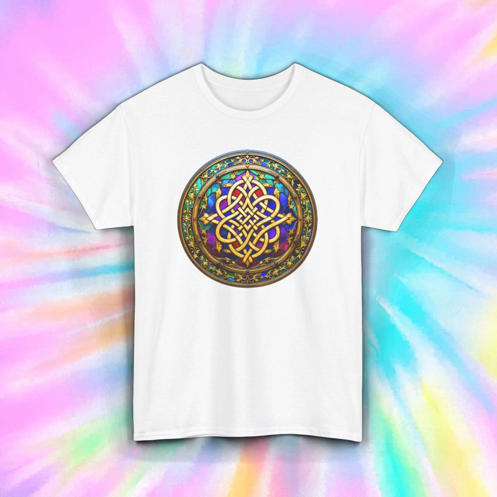 Celtic Knot Mandala T-Shirt Colorful Medieval Art Design Tee S-5XL