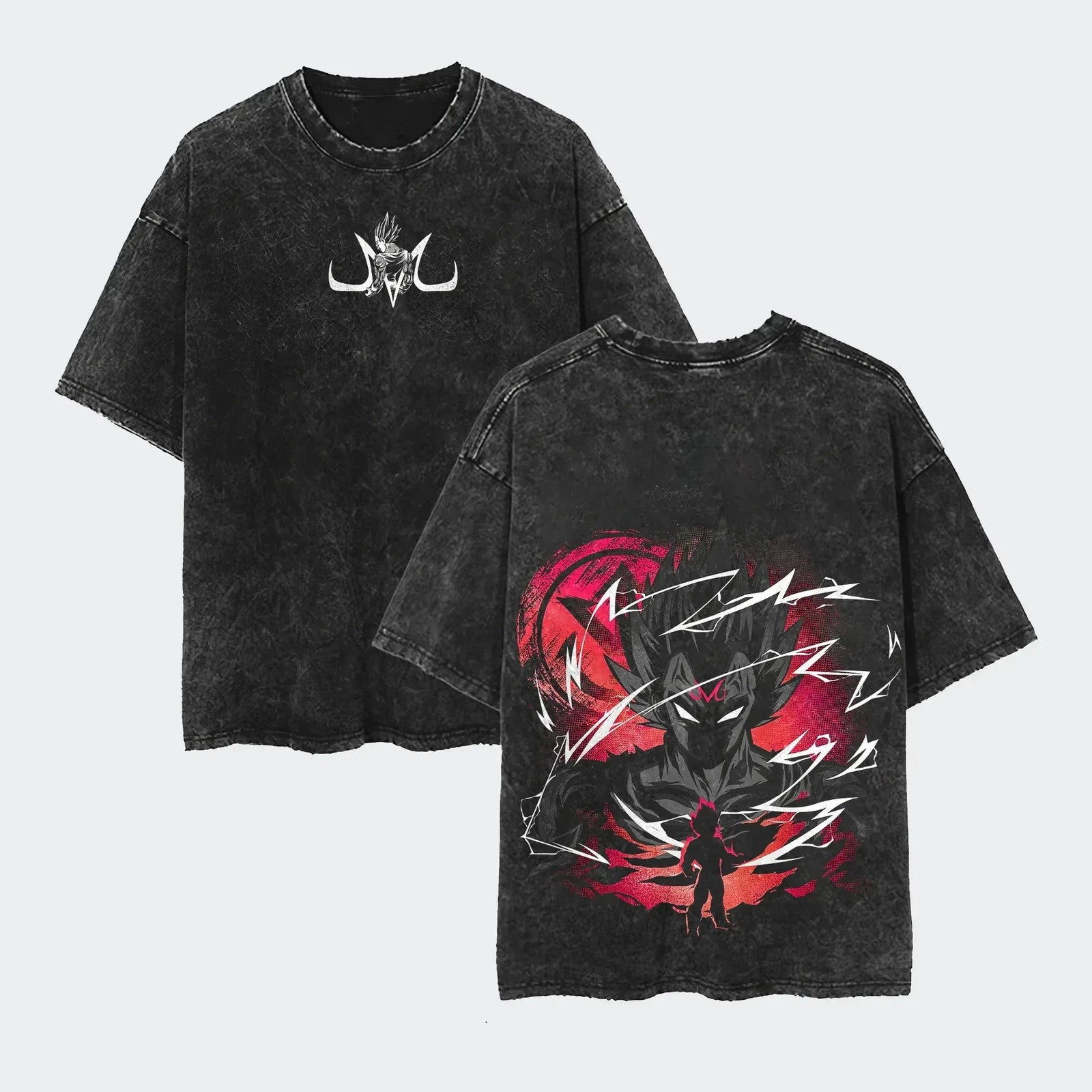Dragon Ball Z Anime Acid Wash Graphic T Shirt Back Print Streetwear Y2K M-3XL