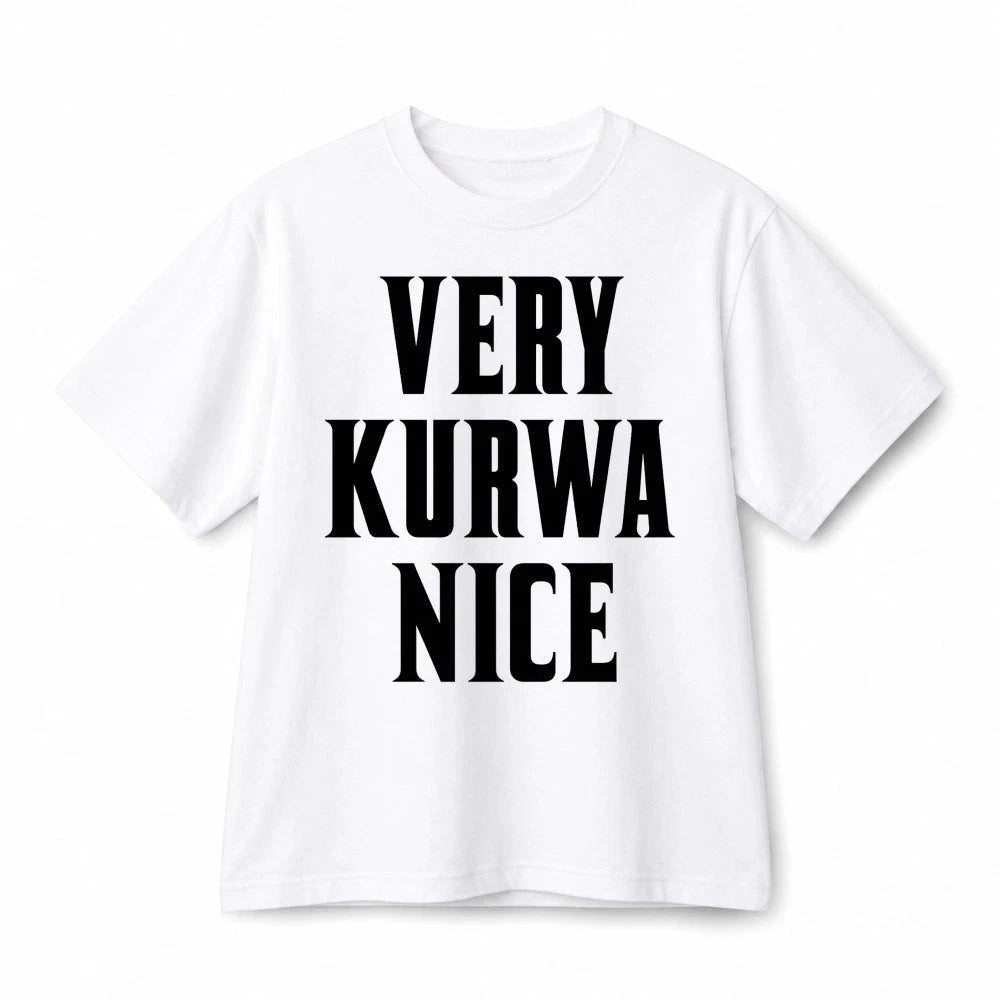 Very Kurwa Nice Funny Polish Slogan Retro Graphic Cotton T-Shirt Unisex