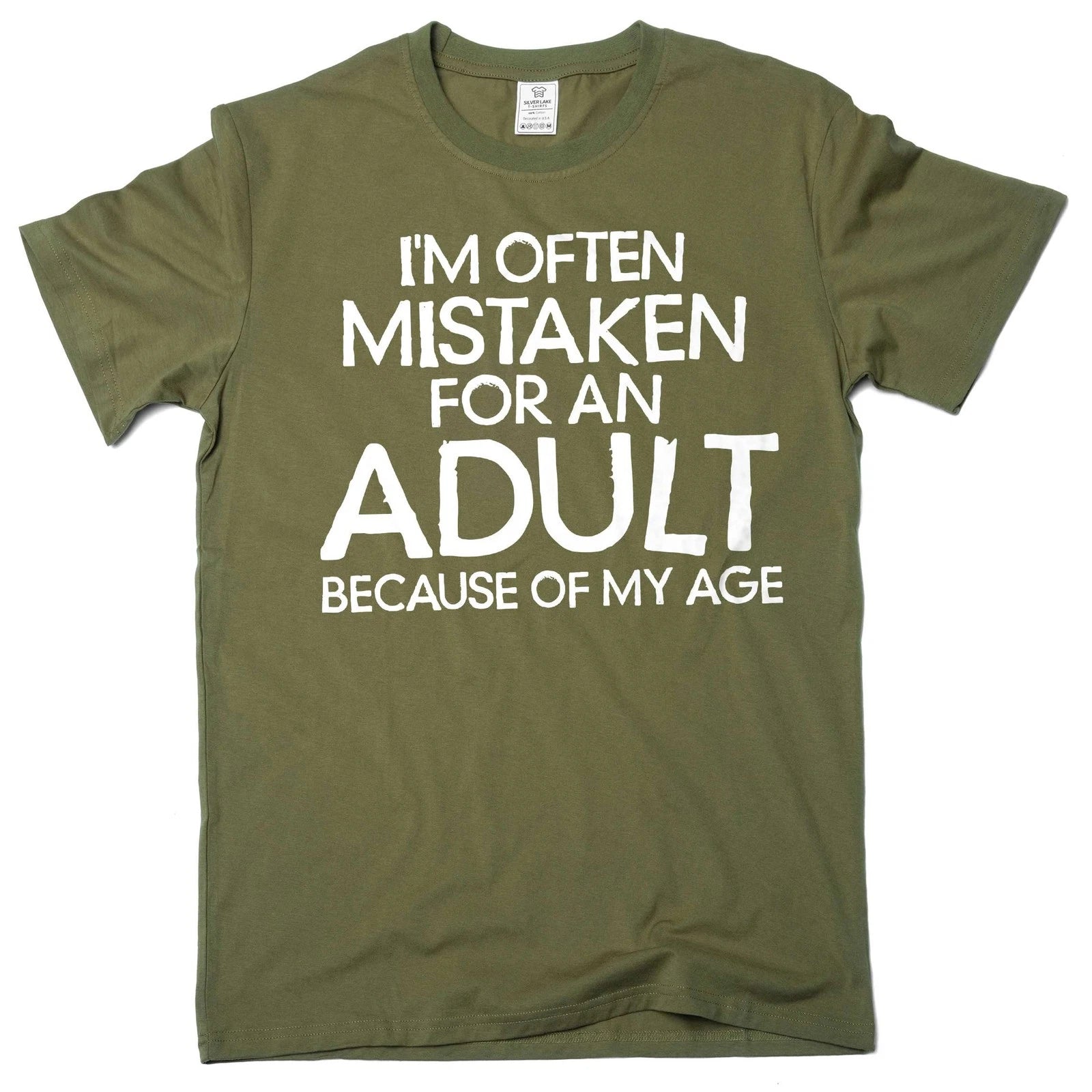 Men's Funny mistaken for an adult T-shirt humorous shirt joke tshirts for him