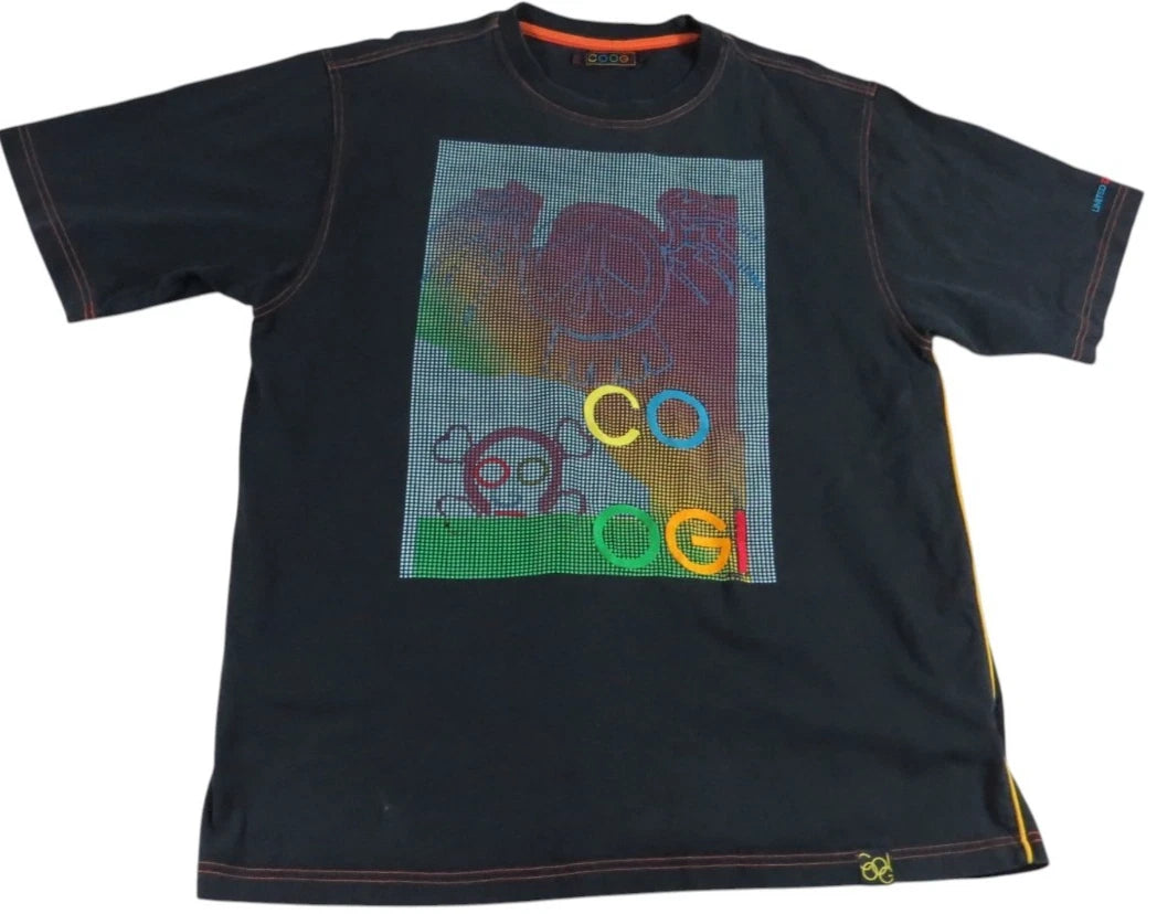 Y2K COOGI Graphic T-Shirt Men 2XL Black Colorful Limited Edition Hip Hop Tee 00s