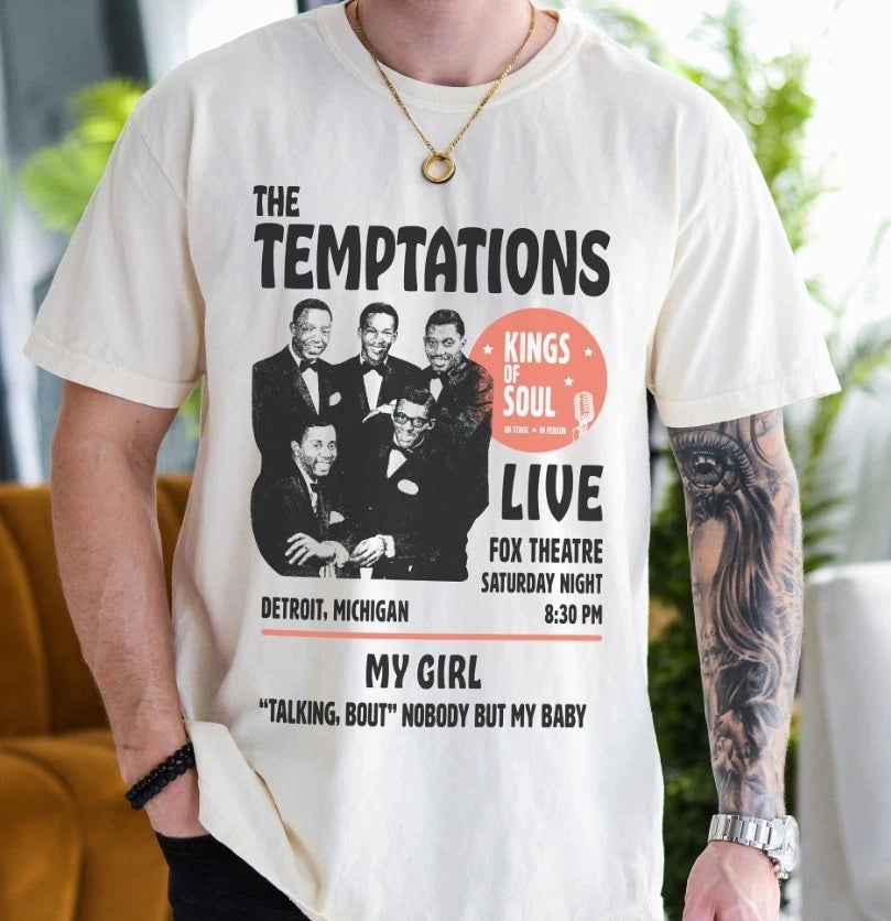 The Temptations My Girl Live Concert Vintage Soul Music T-Shirt Tee - T055