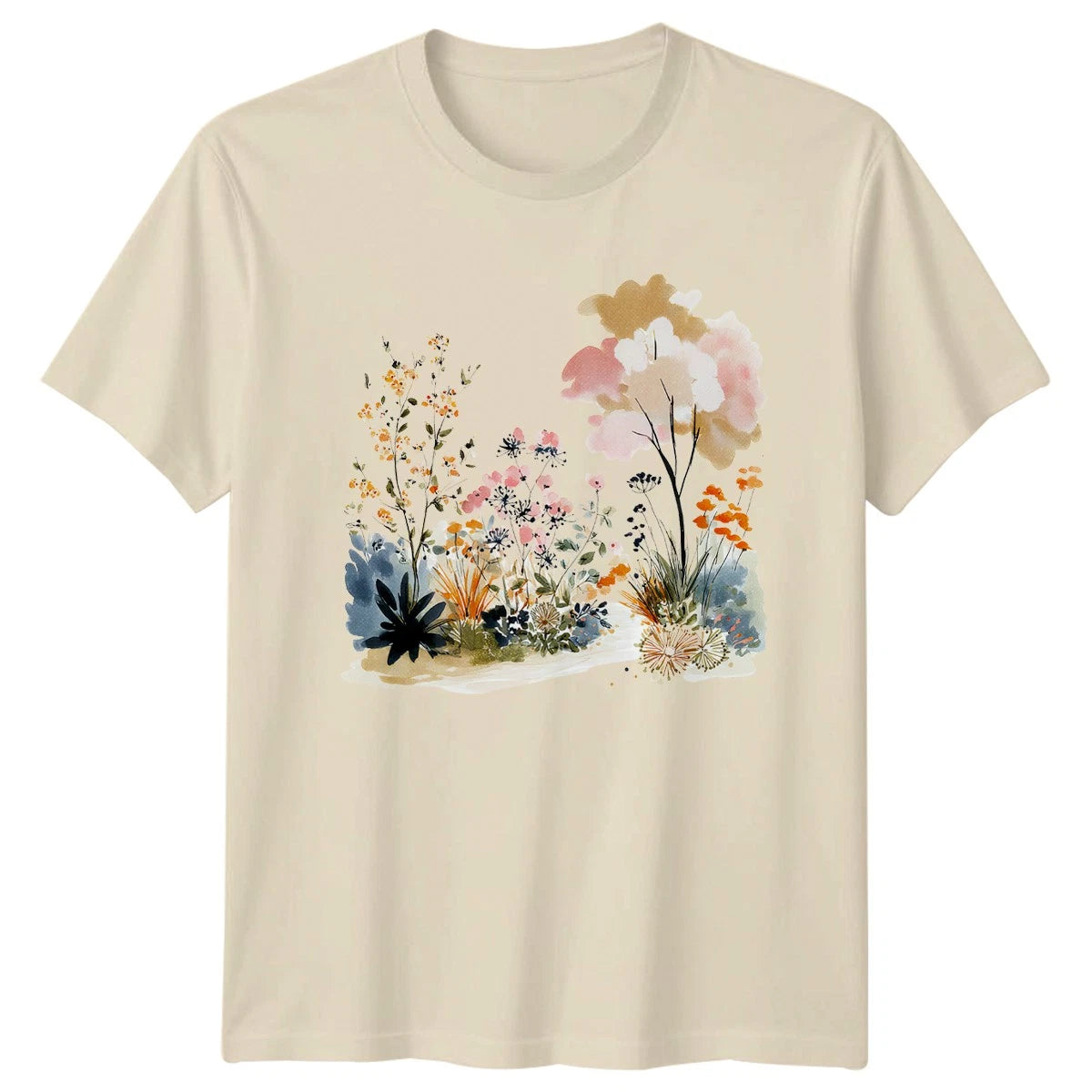 Watercolor Wildflower Art Boho Floral Womens T-Shirt Botanical Nature