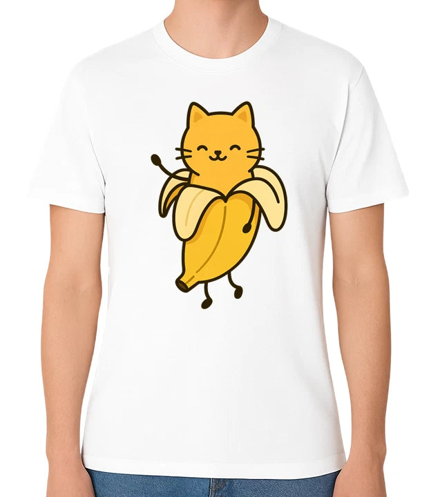 Cute Banana Cat T-Shirt Funny Kawaii Kitty Graphic Tee Cat Lover Gift