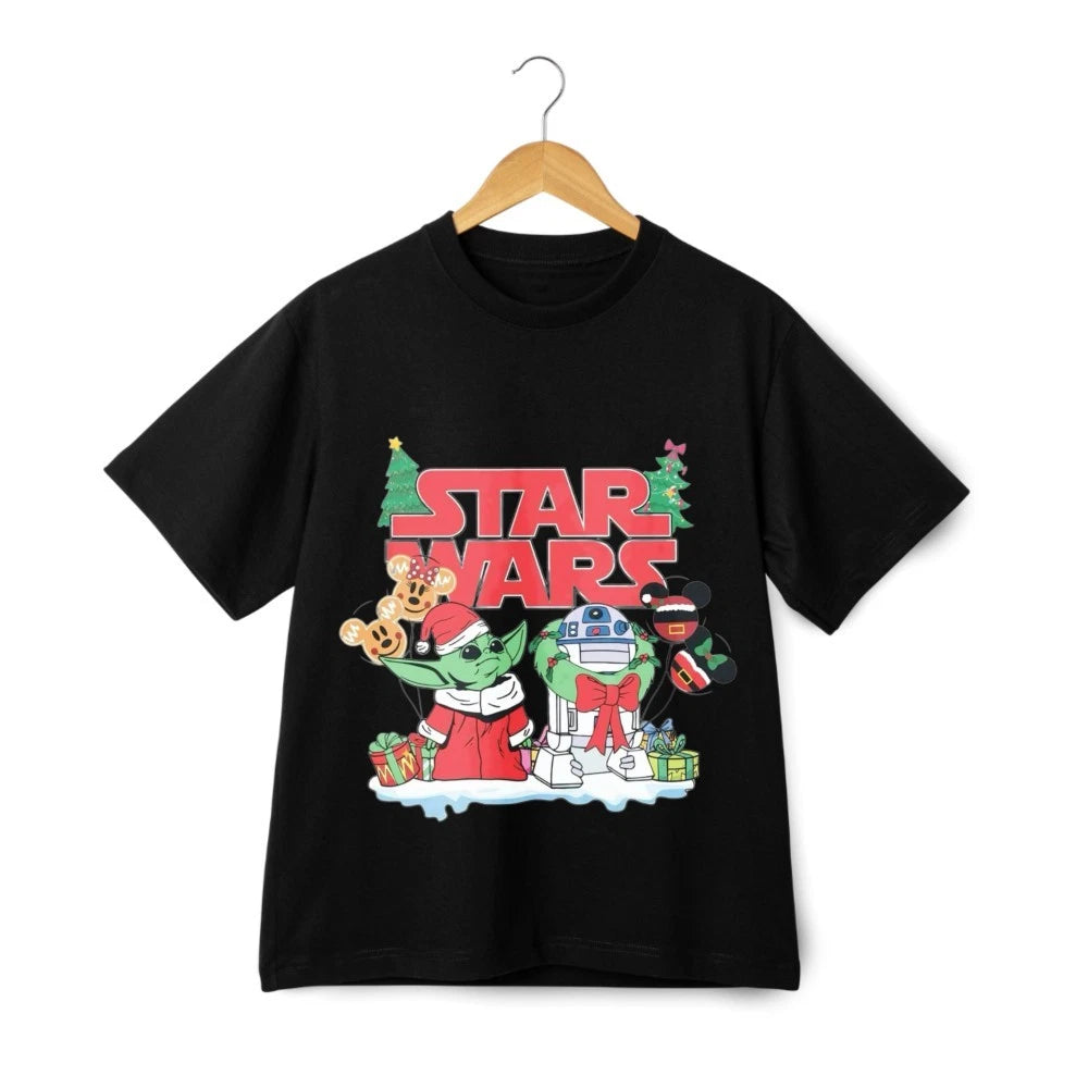 Star Wars Christmas Shirt Baby Yoda Droid Holiday Graphic Tee Cute Festive Top