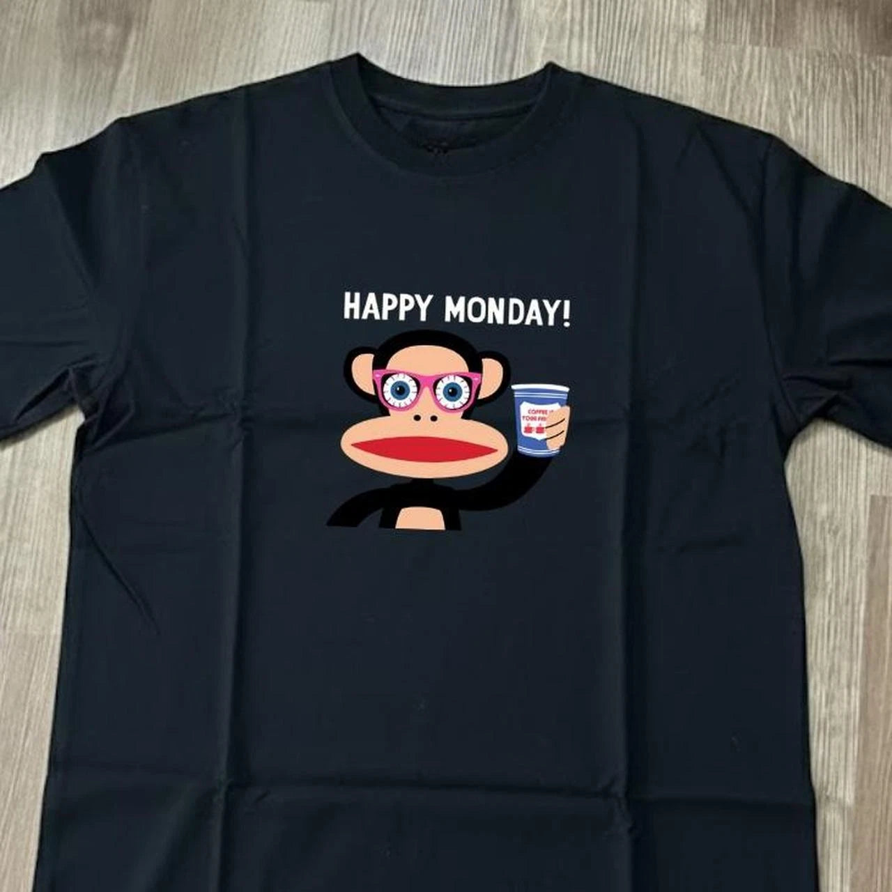 Black cotton Happy Monday Paul Frank T-shirt
