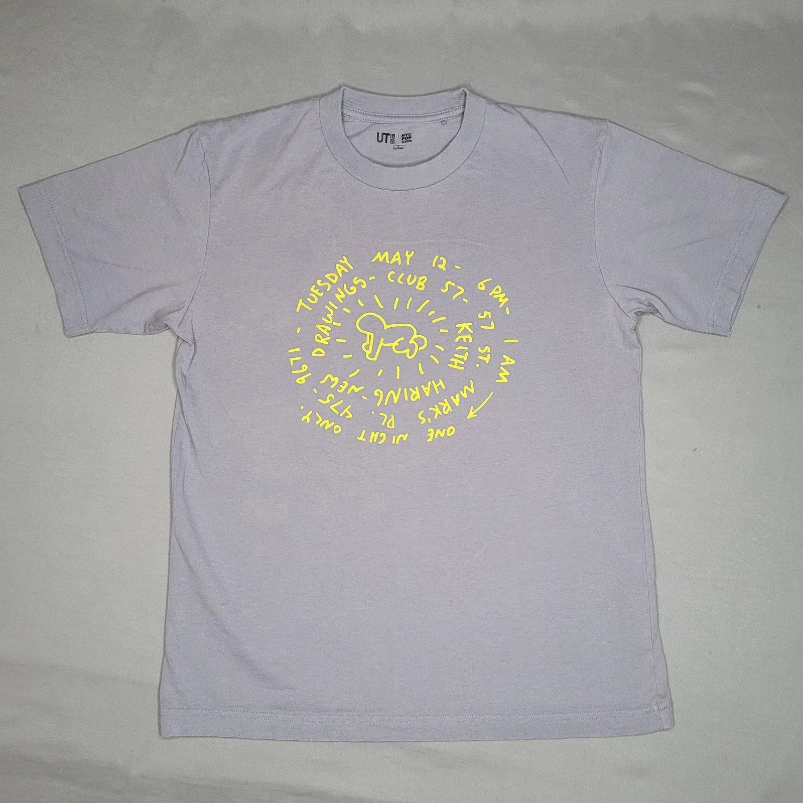 Keith Haring Shirt Mens Small Purple Uniqlo UT NYC Pop Icons Club 57 Graphic Tee
