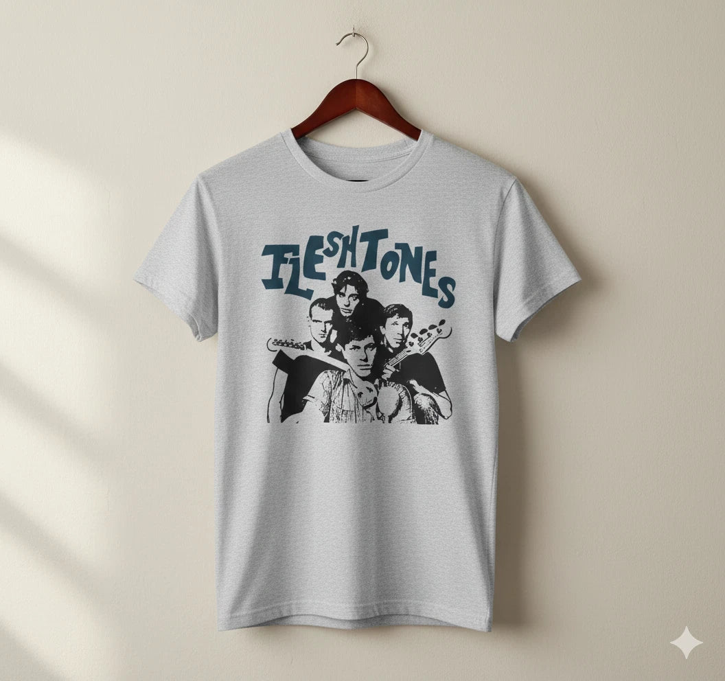 The Fleshtones Band Graphic T-Shirt Vintage Punk Rock Tee Gray - T237