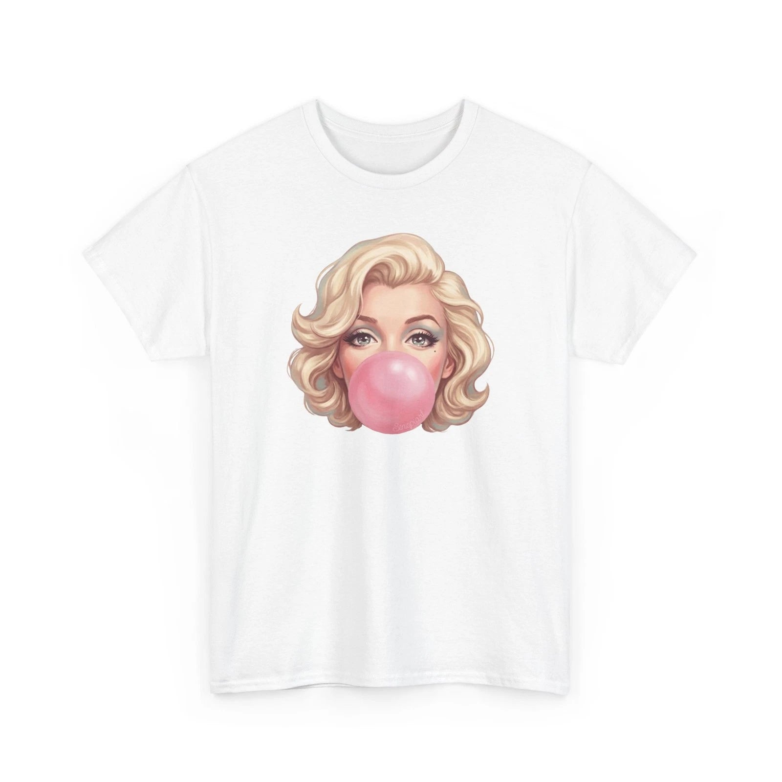 Marilyn Blowing Bubble Tee | Retro Pop Art Face T Shirt  4 colors, S to 2XL