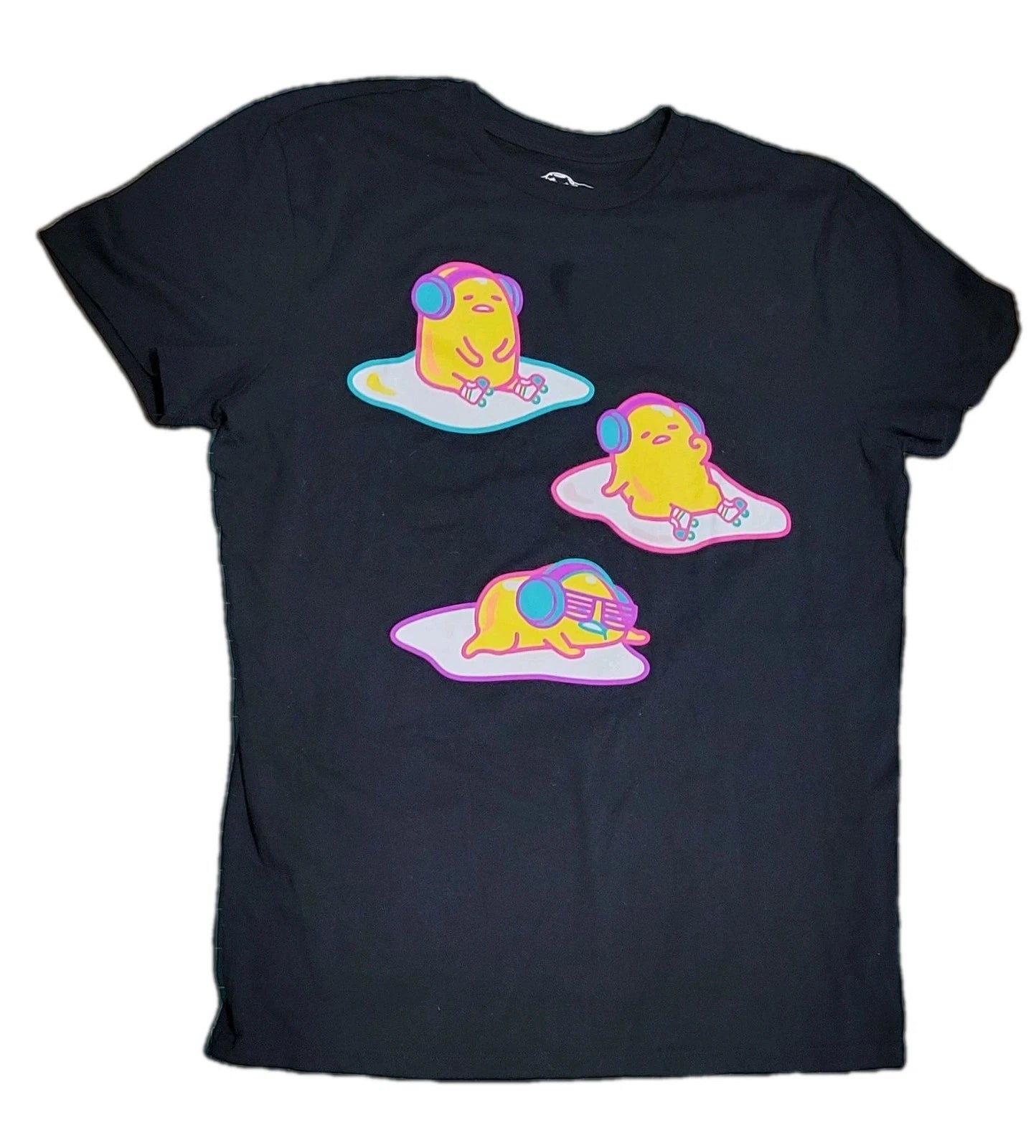 Sanrio Gudetama The Lazy Egg T-Shirt Black Neon Unisex Large