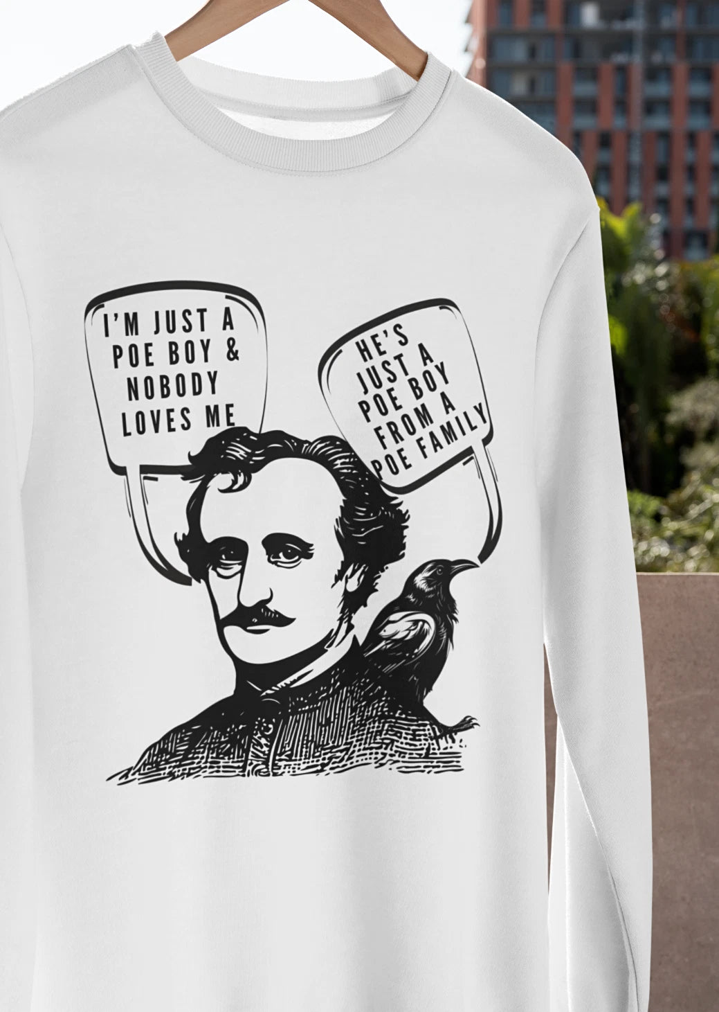 Edgar Allan Poe T-SHIRT Funny Poe Boy Raven joke Misheard Queen Song Lyrics TEE