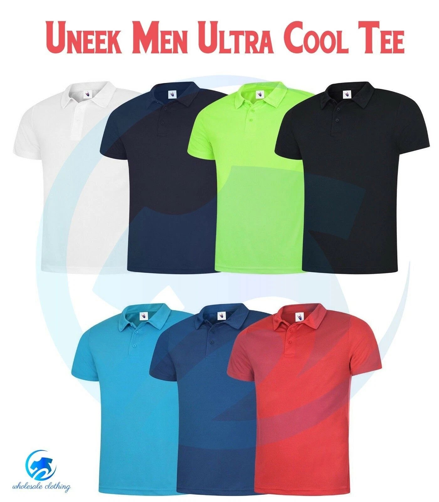 Mens Sports Poloshirt UNEEK UC125 Ultra Cool Breathable Gym Running Polo Shirt T