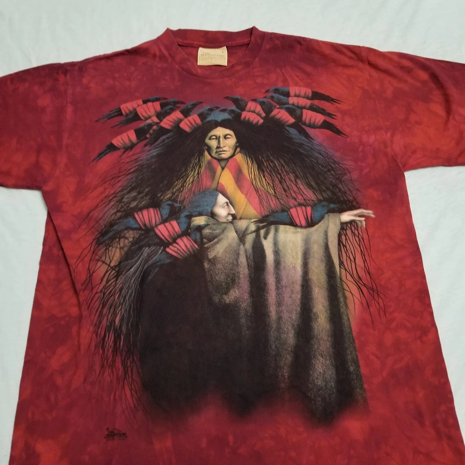 Vintage The Mountain Native American T Shirt Mens Large Red Indian Nigel Hemming