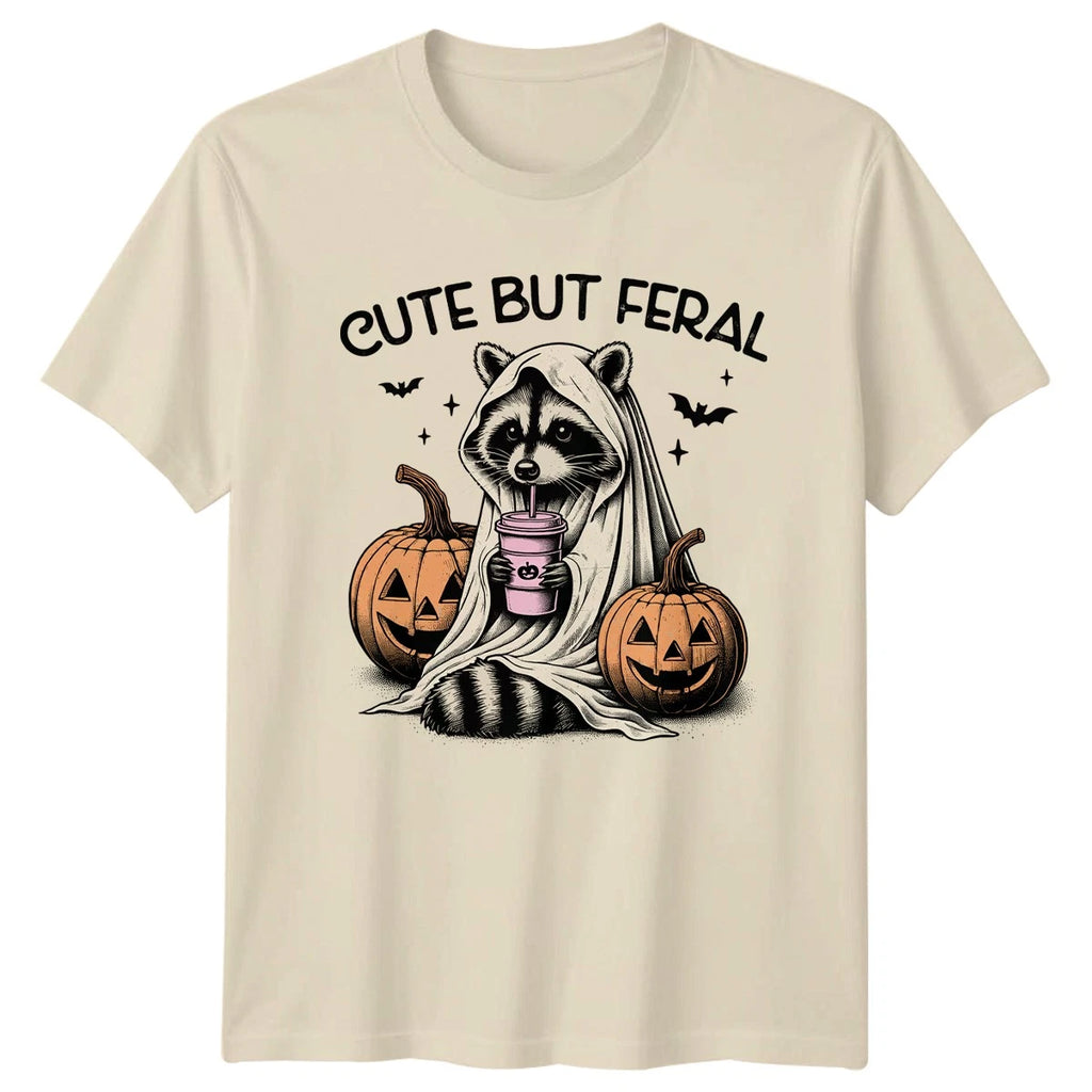 Cute But Feral T-Shirt Raccoon Halloween Halloween Gift For Him And Her