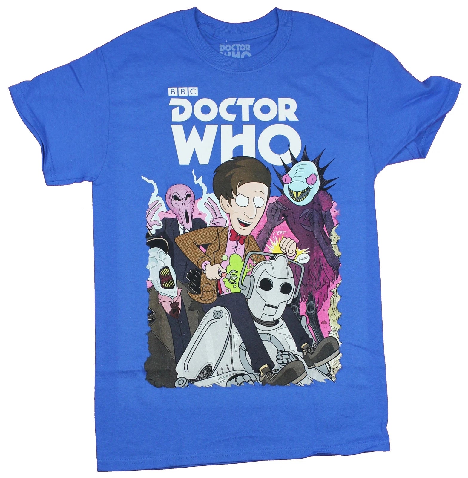Doctor Who Mens  T-Shirt - 11th Doctor Cartoon Style Mayhem