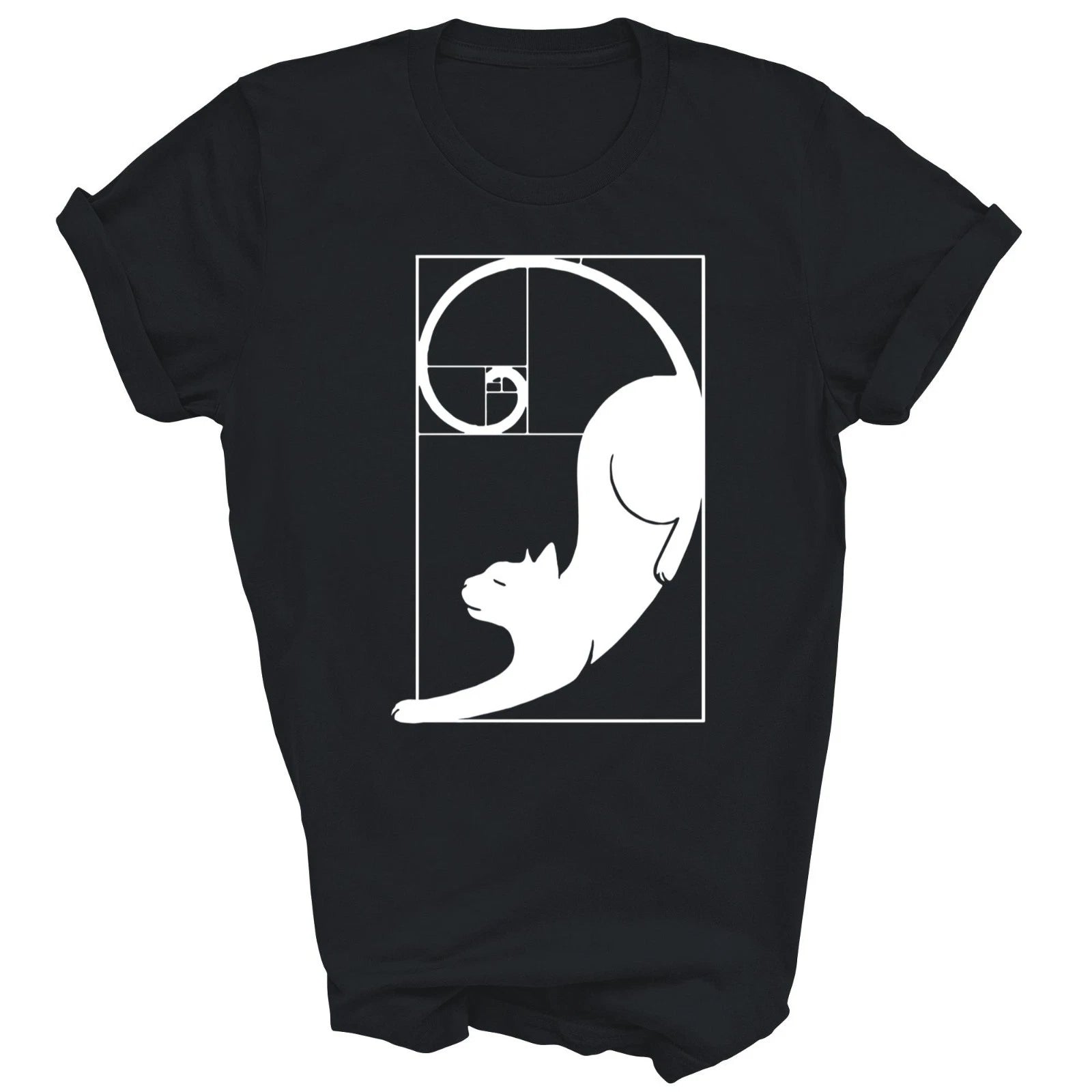 Cat Fibonacci Spiral Sacred Geometry Ratio Math Unisex Shirt Gift