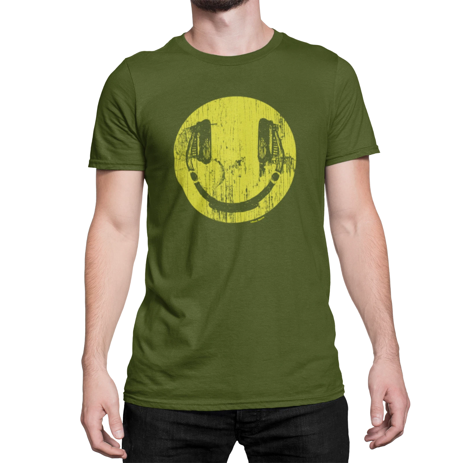 Headphones Face Mens Funny Music  T-Shirt DJ Clubbing Fun Festival Gift