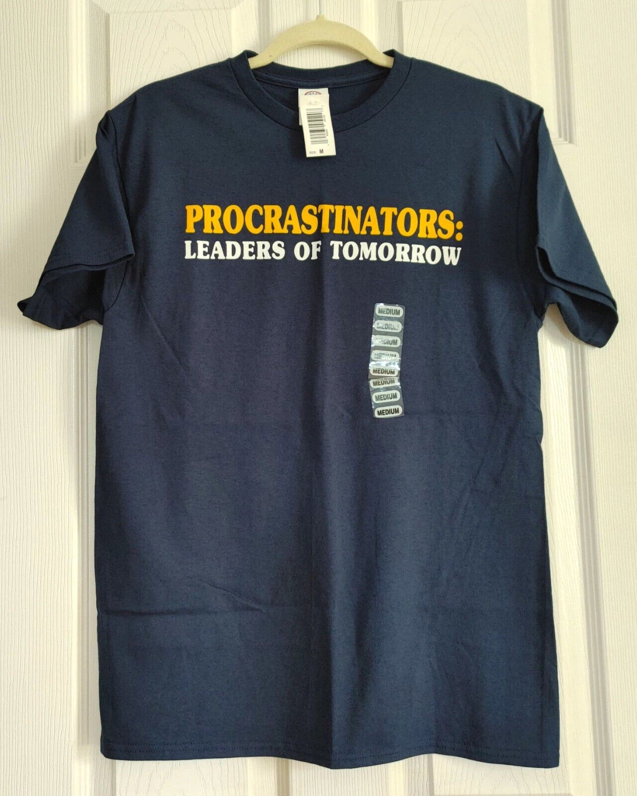 Procrastinators Leaders of Tomorrow ~ Funny Office Navy Blue T-Shirt Size M Gift