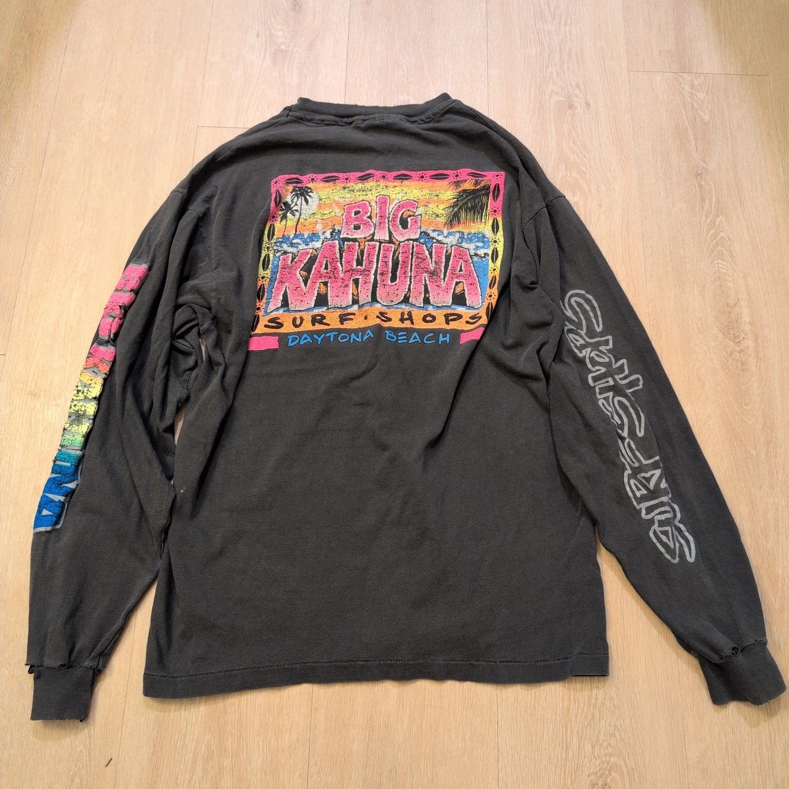 VTG Big Kahuna Surf Shops Daytona Beach Adult Large Long Sleeve Shirt Grunge