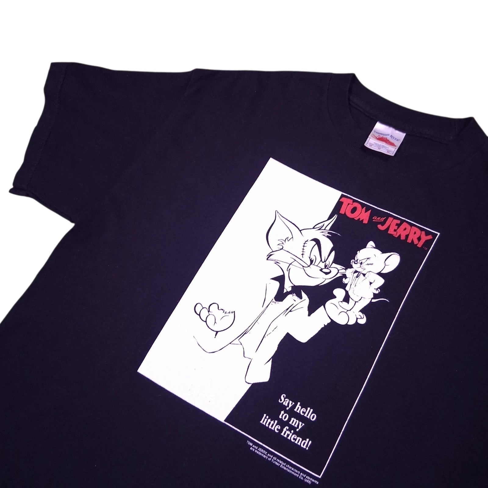 Vintage Y2K Tom and Jerry Scarface Cartoon T Shirt Mens Sz M Black Hanna Barbera