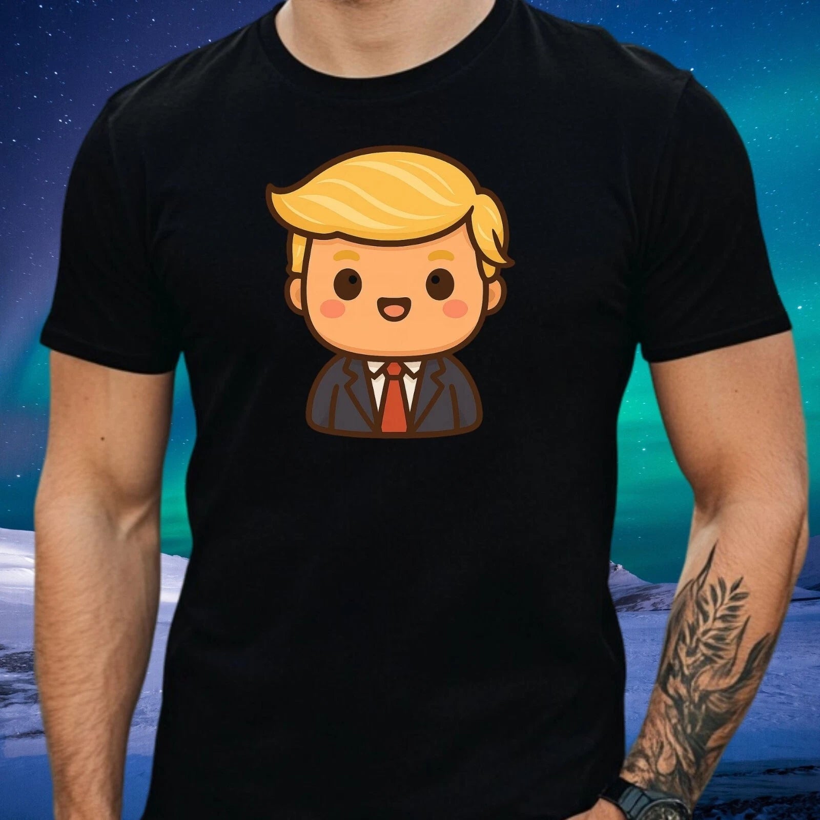 Mens Kawaii Trump Print Cotton T-Shirt Size S to 5XL